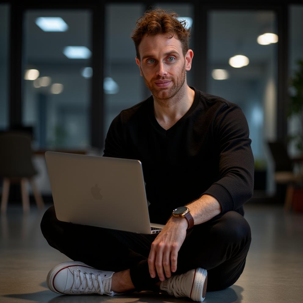 Lorenz Neff working on a laptop